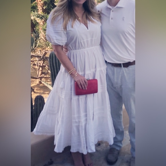 Ulla Johnson Dresses & Skirts - ULLA JOHNSON Claribel tiered pintucked cotton-poplin midi dress (Size 10)